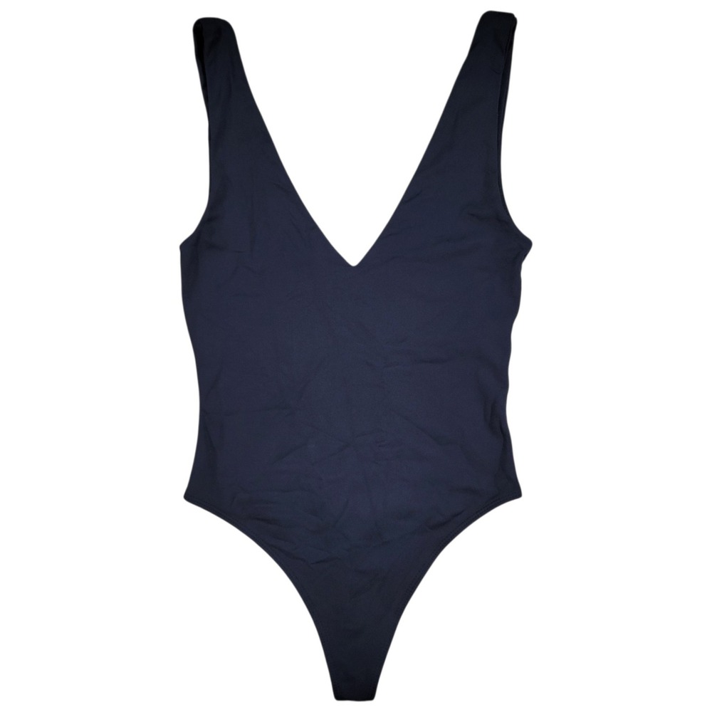 Babaton Bodysuit Women XS Black V-Neck Sleeveless Thong Minimalist Sleek Modern